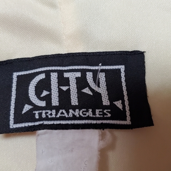 Vintage City Triangles Yellow Pink Floral Ruffle Flutter Sleeve Chiffon Dress M - Picture 14 of 14